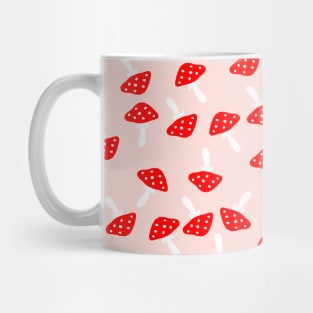 Cute Toadstool Mushrooms on pink Background Mug